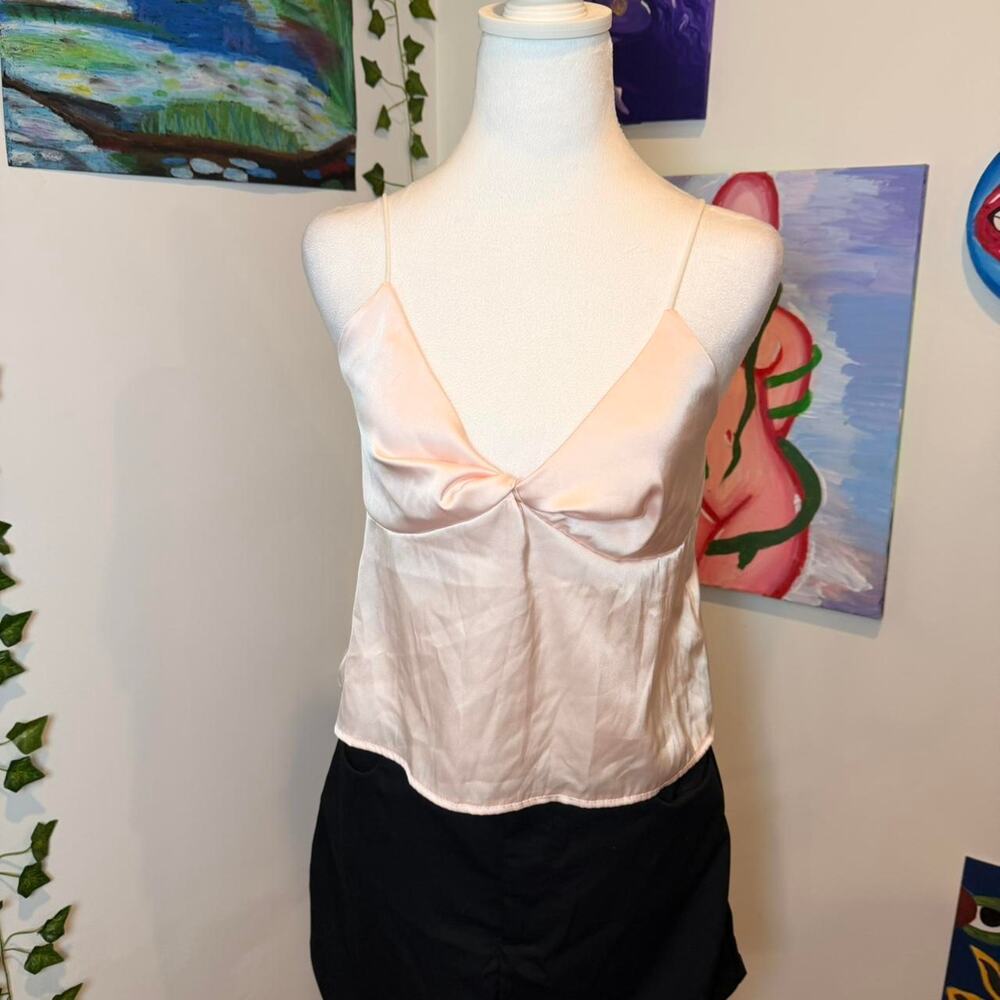 Blush pink satin cami top